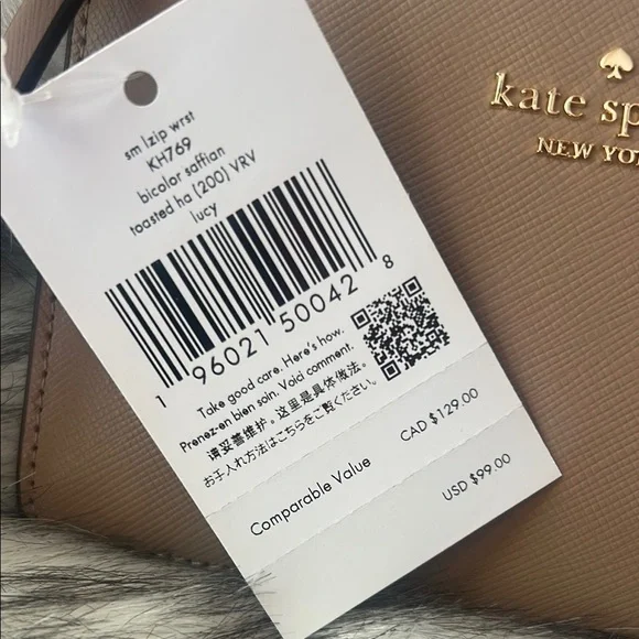 Kate Spade | Lucy L Zip Wristlet, Saffiano, Two Tone NWT - Picture 7 of 9